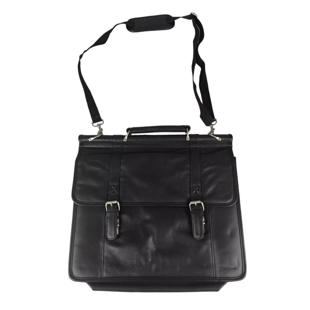 Wilsons Leather Unisex Brown Detachable Strap Top Handle Briefcase Document Case